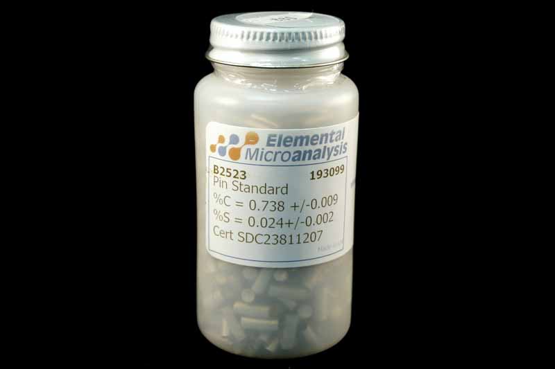 Carbon Steel Pin Standard 1GM Approximate values 0.727%C 0.022%S 7270ppmC 220ppmS See certificate 923S for actual values. 454gm