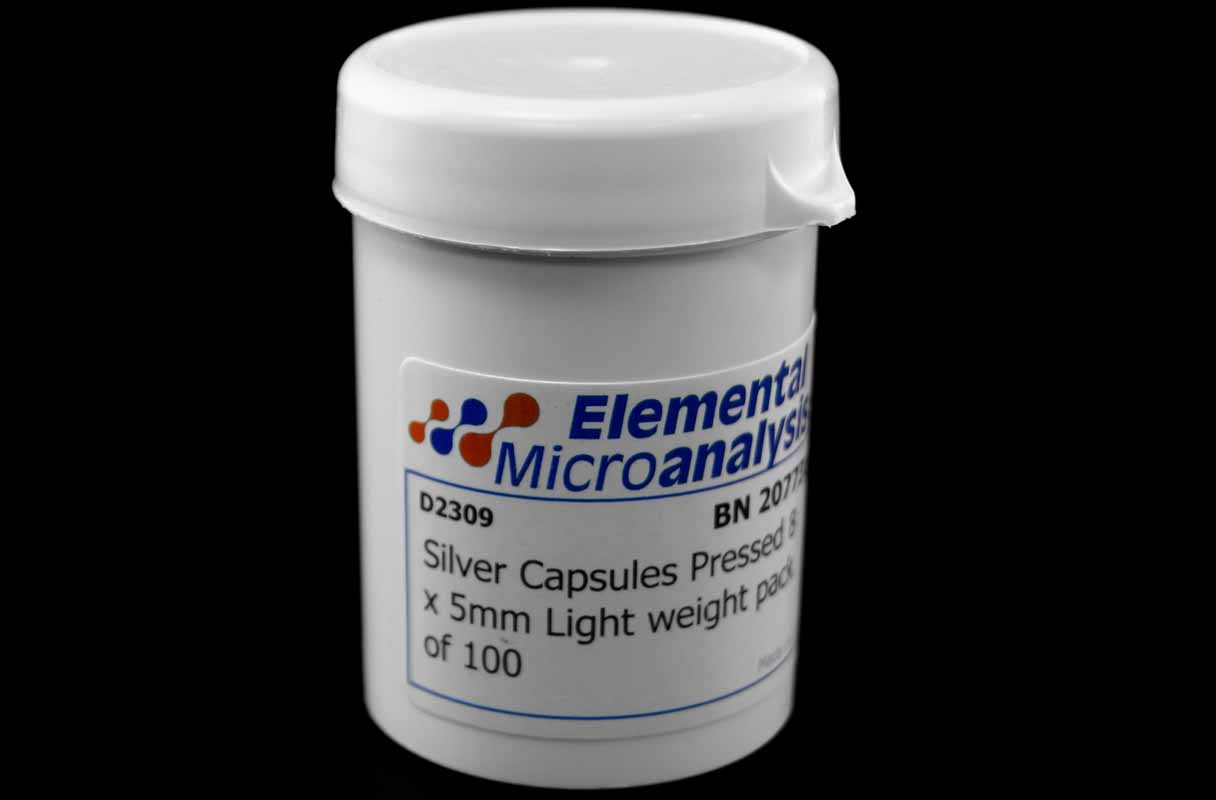 Silver Capsules Pressed 8 x 5mm Light weight pack of 100 - Elemental  Microanalysis