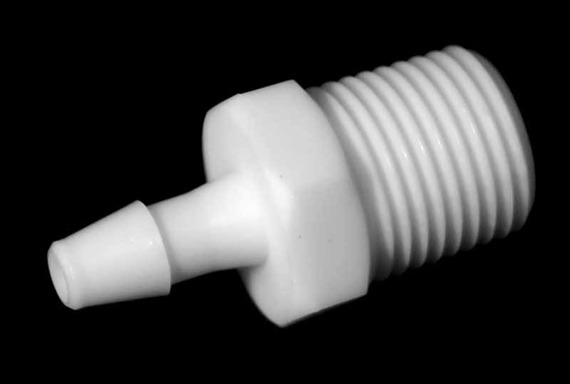 Tube Fitting White Nylon 1/8 NPT to 3mm ID tube 602-605 