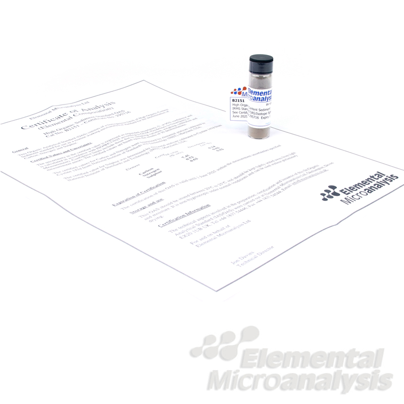 High Organic Content Sediment IRMS Standard OAS/Isotope 5gm See Certificate 295716  Expiry 1 June 2025