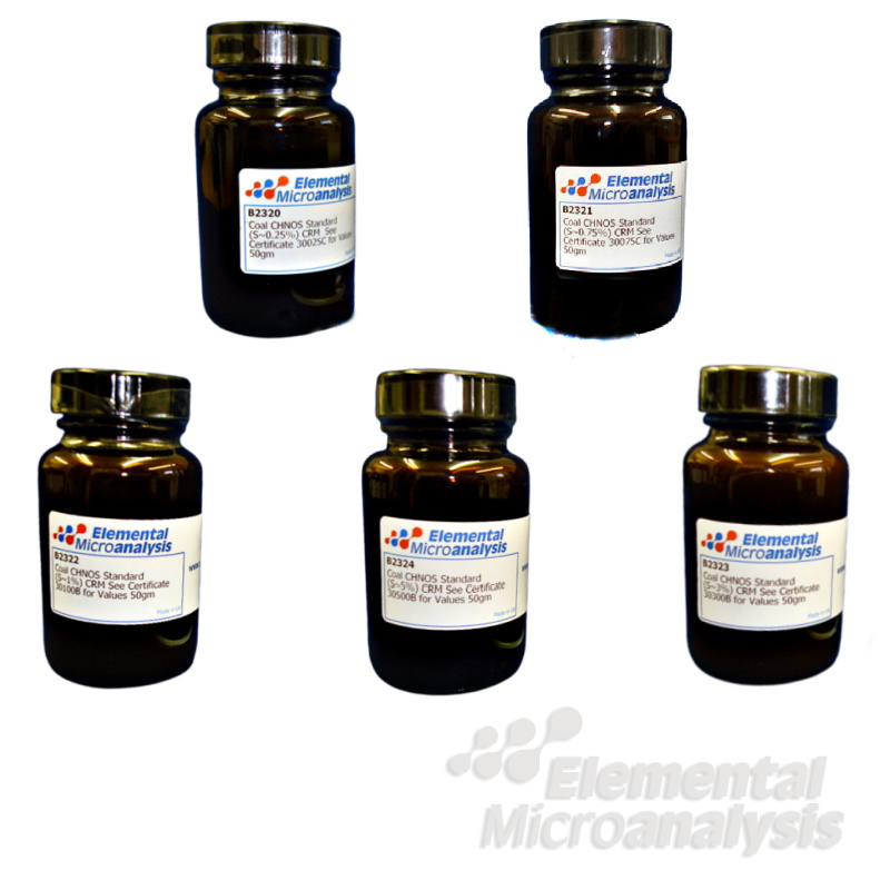 Ultimate Coal Standard CHNS  Set contains 1 each of the following B2320, B2321, B2322, B2323, & B2324.