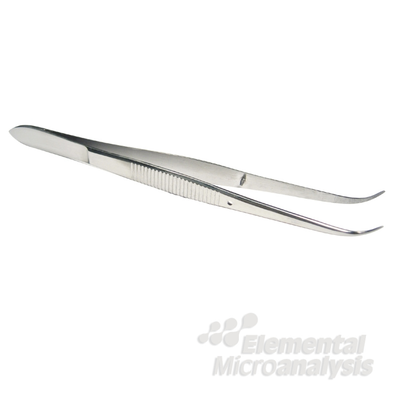 Forceps Stainless Steel Curved Points Overall Length 130mm Elemental Microanalysis Forceps Stainless Steel Curved Points Overall Length 130mm Elemental Microanalysis