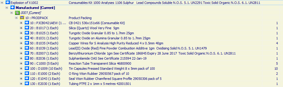 Consumables Kit 1000 Analyses 1106 Sulfur 

Lead Compounds Soluble N.O.S.
6.1. UN2291
Toxic Solid Organic N.O.S.
6.1. UN2811