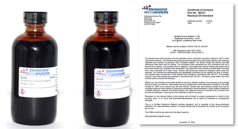 Residual And Extreme Pressure Oil Reference Materials Elemental Microanalysis