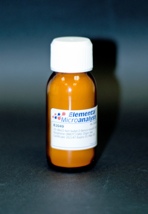 25-Bis5-tert-butyl-2-benzo-oxazol-2-yl-thiophene-BBOT-OAS-25gm-See-Certificate-414626-Expiry-06-Feb-28