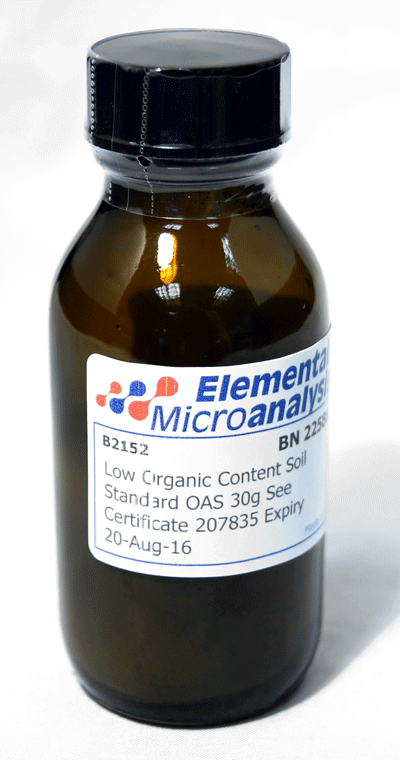 OBSOLETE PART- PLEASE USE ALTERNATIVE PART B2231

Low Organic Content Soil Standard OAS 30g See Certificate 419668 Expiry 18- APR-26