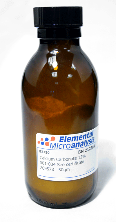 Calcium Carbonate 12%  501-034 See certificate 456058,  Expiry 22-Oct-29  50gm