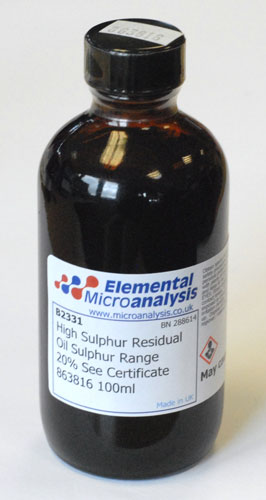 DISCONTINUED

High Sulphur Residual Oil Sulphur Range 20% See Certificate 863816 100ml

Petroleum Distillates N.O.S 3 UN1268