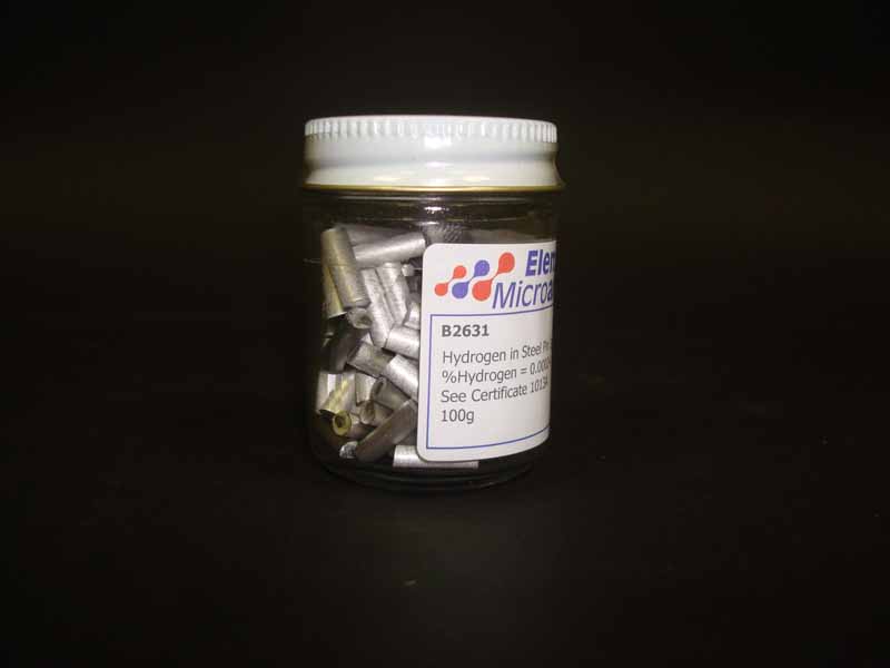 Hydrogen In Steel 1g Pin Approximate values 1.5ppmH 0.00015%H See certificate 240620. Contents 100