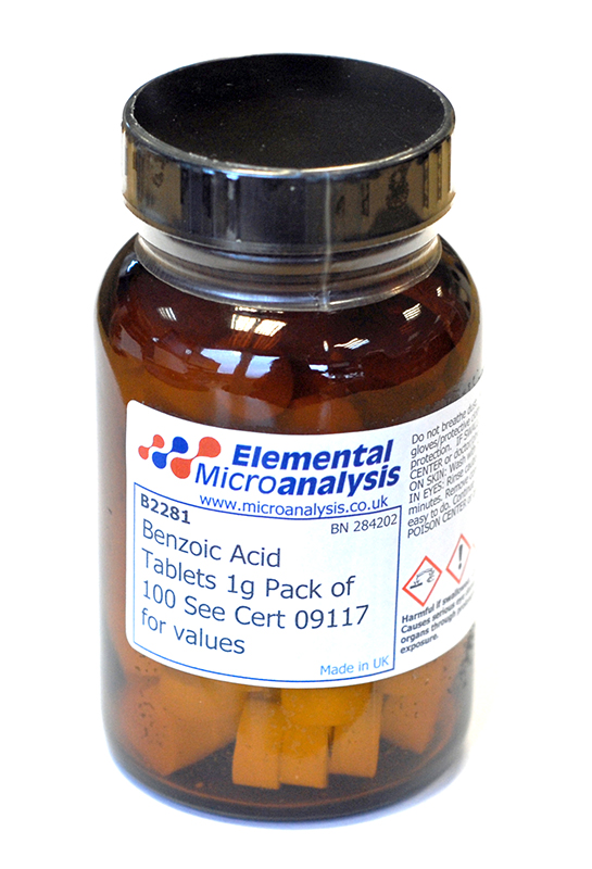 Benzoic Acid 1g Tablets  Pack of 100 See Cert 2431 for values