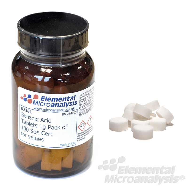 Benzoic Acid 1g Tablets  Pack of 100 See Cert 2509 for values