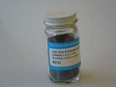 Cast Iron Powder Standard Approximate values 2.05%C 0.018%S 20500ppmC 180ppmS See certificate 723D for actual values. 150gm