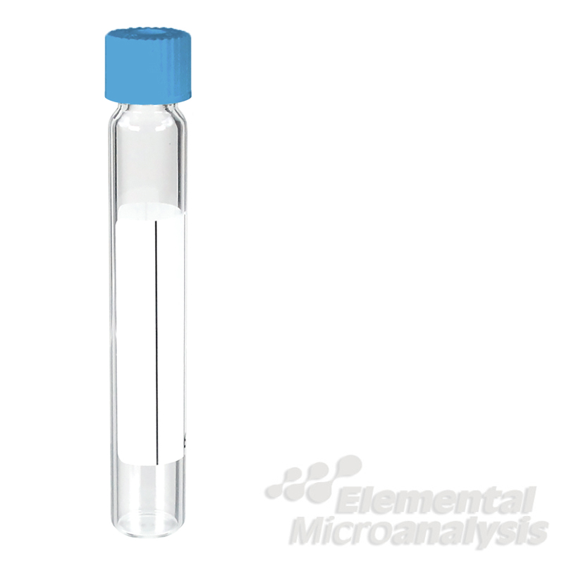 Labco-Exetainer-12ml-Soda-Glass-Vial-Flat-bottom-101x15.5mm-Evacuated-labelled-Seal-+-Blue-Cap.-Pack-of-1000