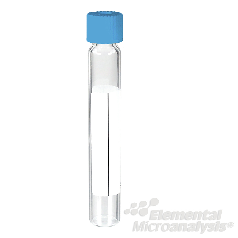 Labco-Exetainer-12ml-Soda-Glass-Vial-Flat-bottom-101x15.5mm-Evacuated-labelled-Seal-+-Blue-Cap.-Pack-of-1000