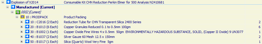 Consumable Kit CHN Reduction Perkin Elmer for 500 Analysis N2410681