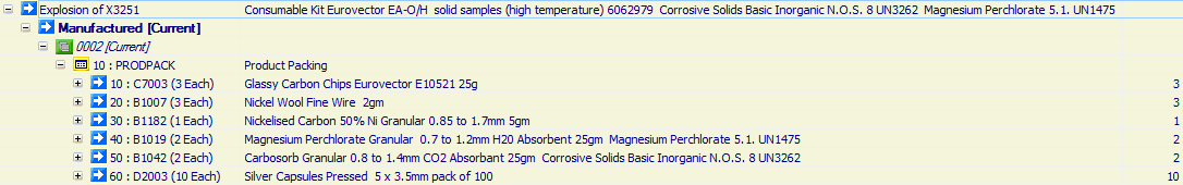 Consumable Kit Eurovector EA-O/H  solid samples (high temperature) 6062979

SODIUM HYDROXIDE, SOLID, 8, UN1823
Magnesium Perchlorate 5.1. UN1475