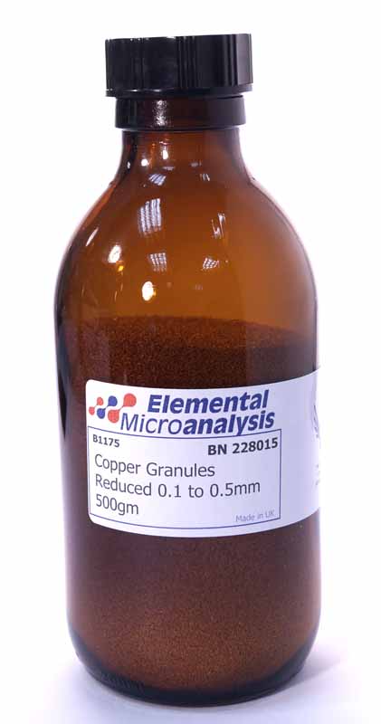 Copper Granules Reduced 0.1 to 0.5mm 500gm

9 UN3077 NOT RESTRICTED
Special Provision A197